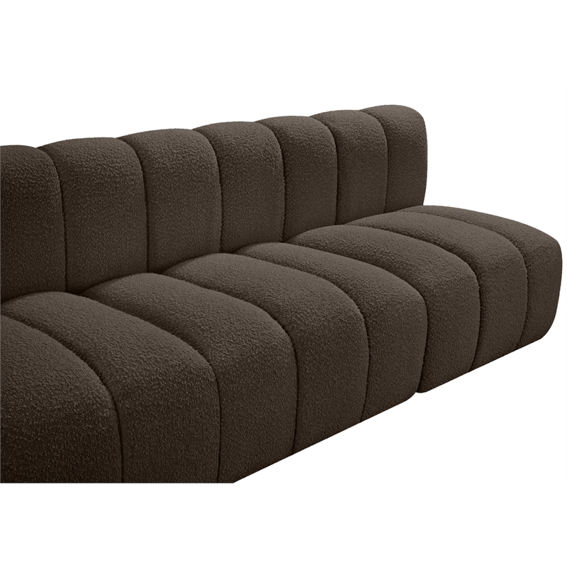 Meridian Furniture Arc Brown Boucle Fabric Modular Sectional