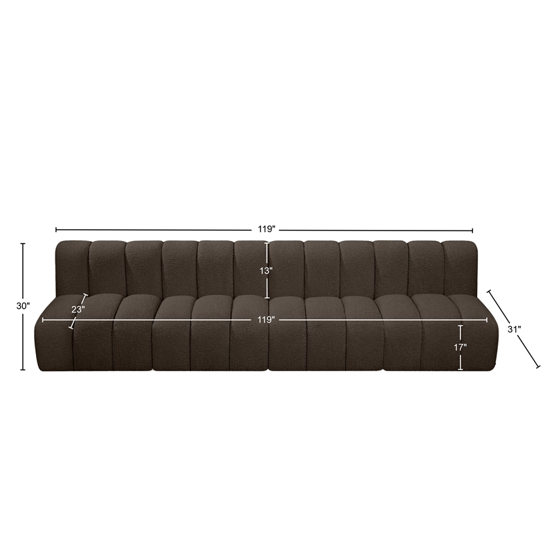 Meridian Furniture Arc Brown Boucle Fabric Modular Sectional