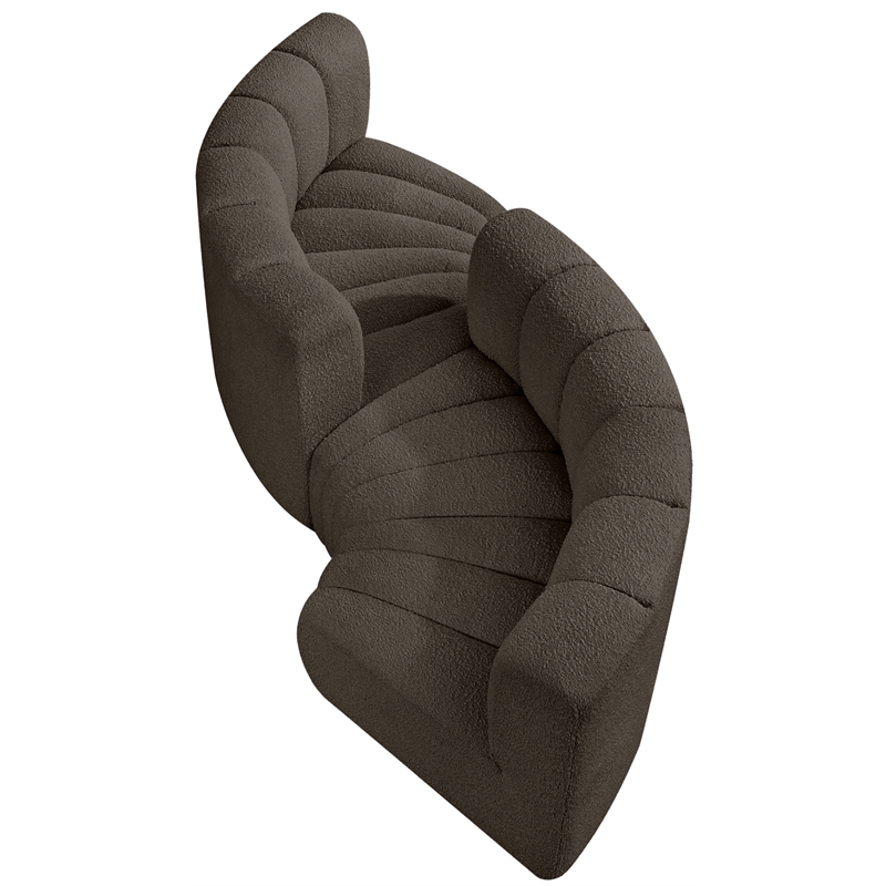 meridian furniture arc brown boucle fabric modular sectional