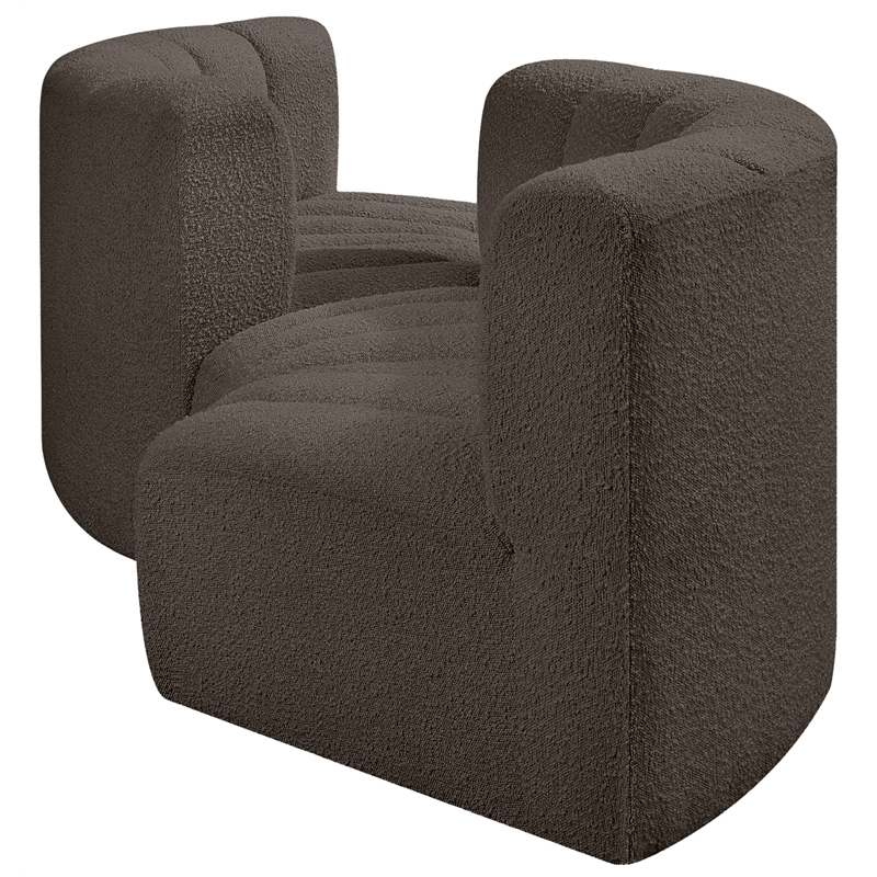 meridian furniture arc brown boucle fabric modular sectional
