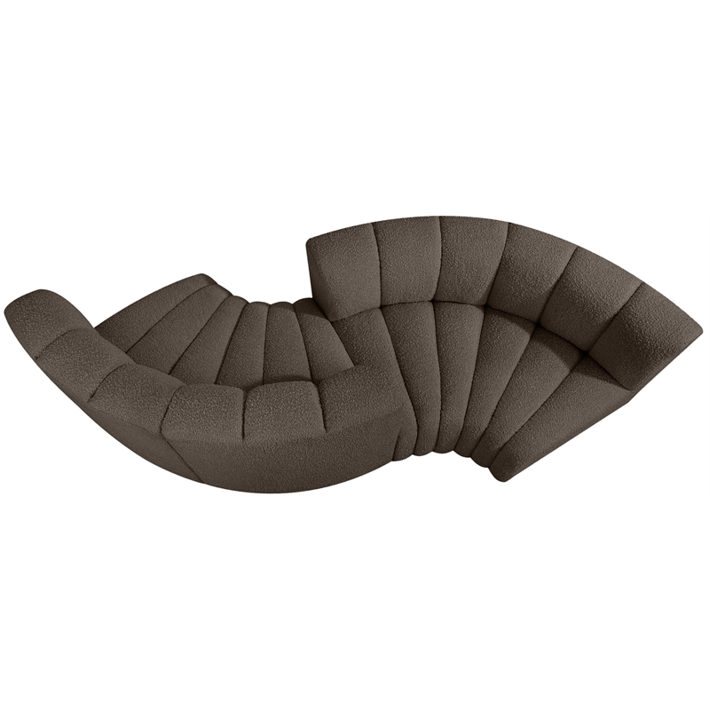 meridian furniture arc brown boucle fabric modular sectional