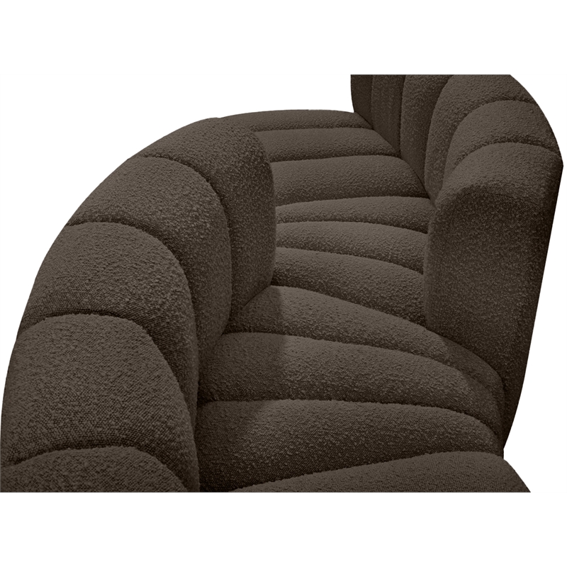 meridian furniture arc brown boucle fabric modular sectional