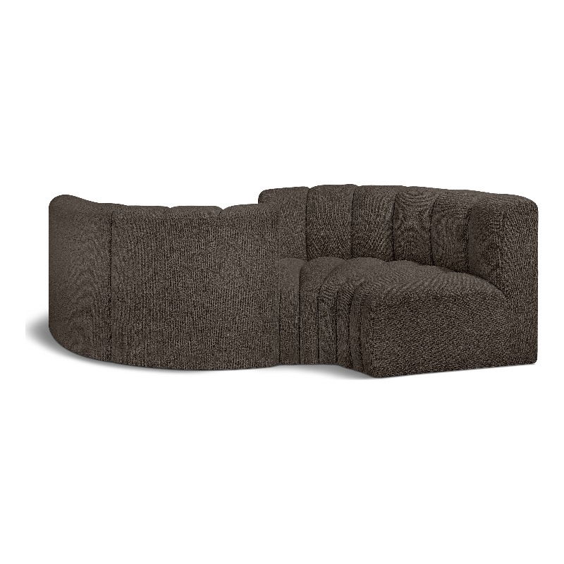Meridian Furniture Arc Brown Boucle Fabric Modular Sectional