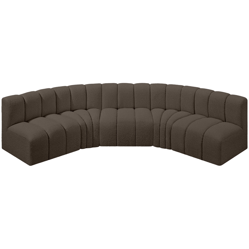 Meridian Furniture Arc Brown Boucle Fabric Modular Sectional