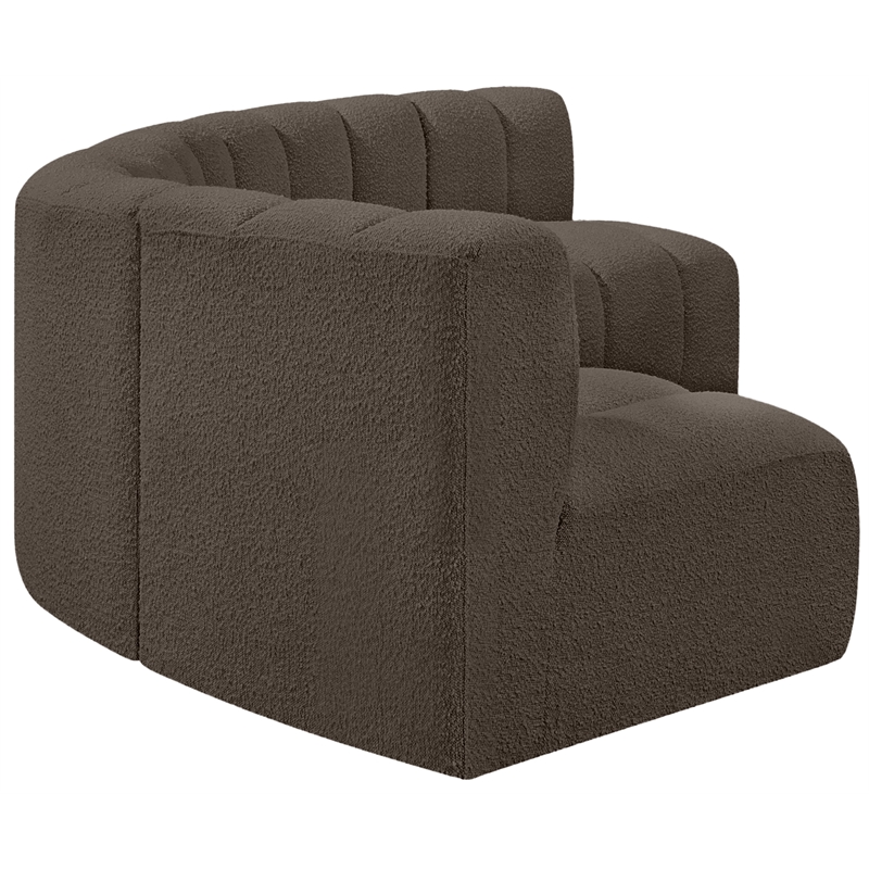 Meridian Furniture Arc Brown Boucle Fabric Modular Sectional