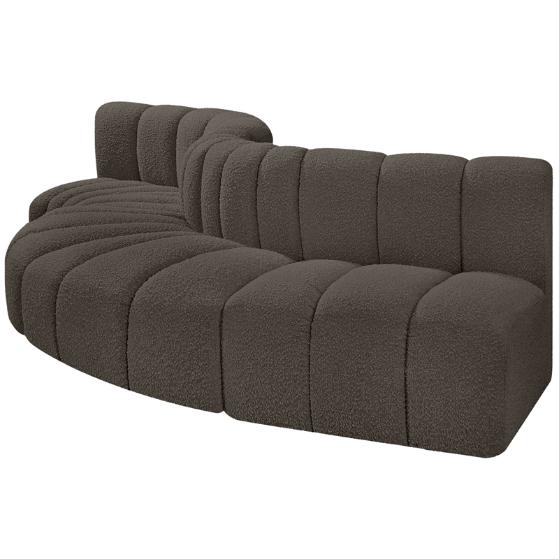 Meridian Furniture Arc Brown Boucle Fabric Modular Sectional