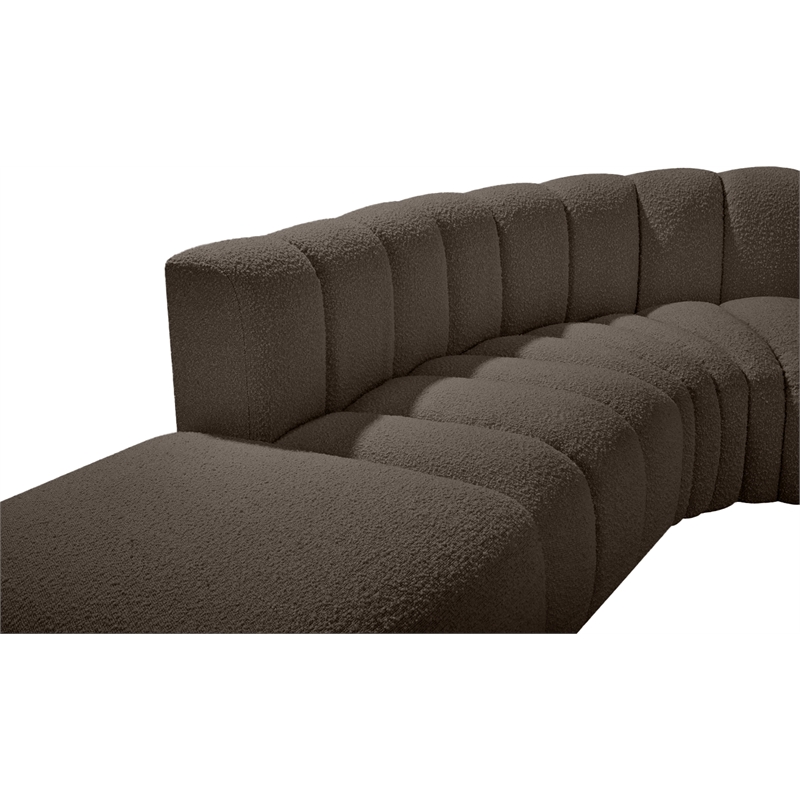 Meridian Furniture Arc Brown Boucle Fabric Modular Sectional