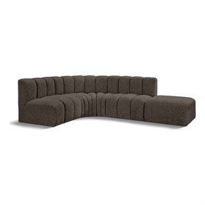 Meridian Furniture Arc Brown Boucle Fabric Modular Sectional