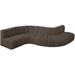Meridian Furniture Arc Brown Boucle Fabric Modular Sectional