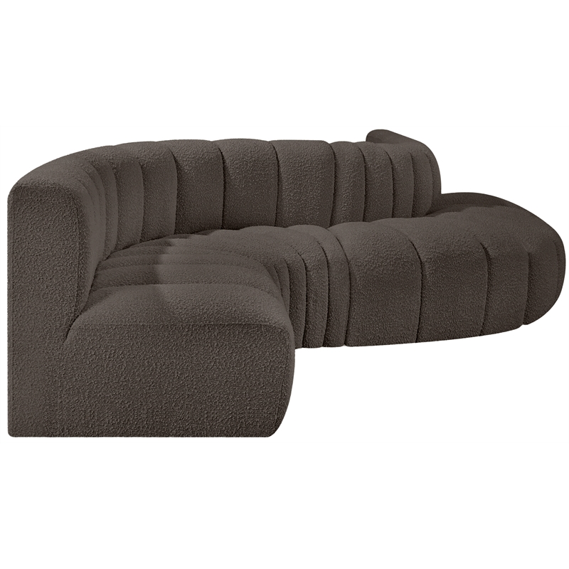 Meridian Furniture Arc Brown Boucle Fabric Modular Sectional