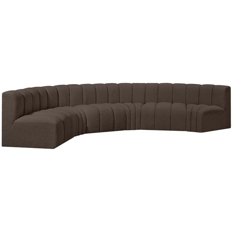 Meridian Furniture Arc Brown Boucle Fabric Modular Sectional