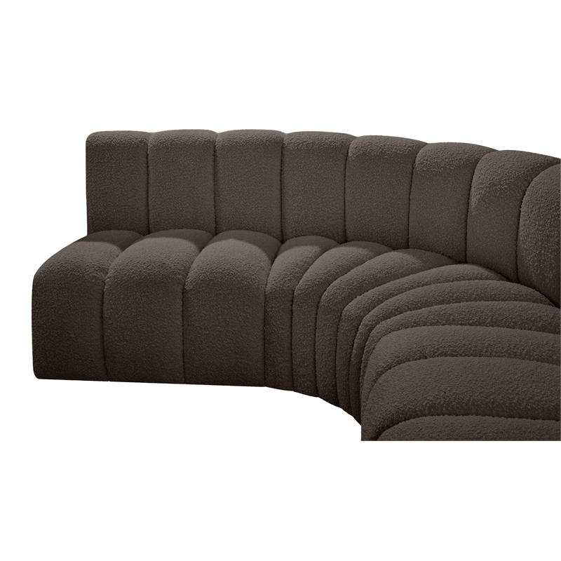 Meridian Furniture Arc Brown Boucle Fabric Modular Sectional