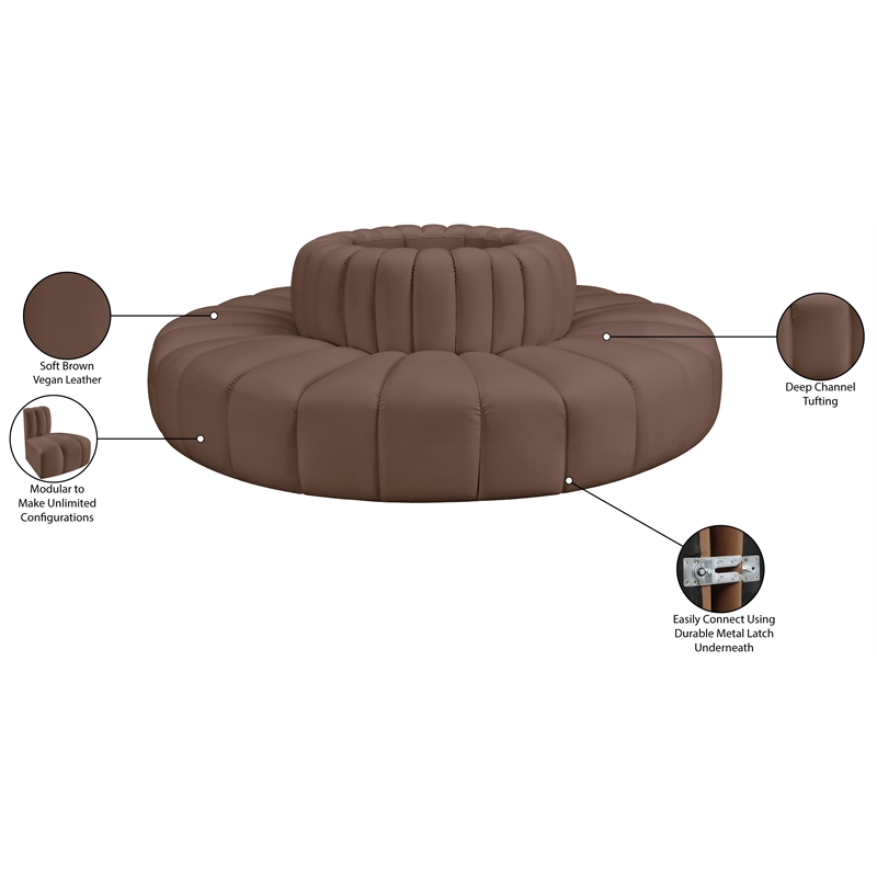 Meridian Furniture Arc Brown Vegan Leather Modular Sectional