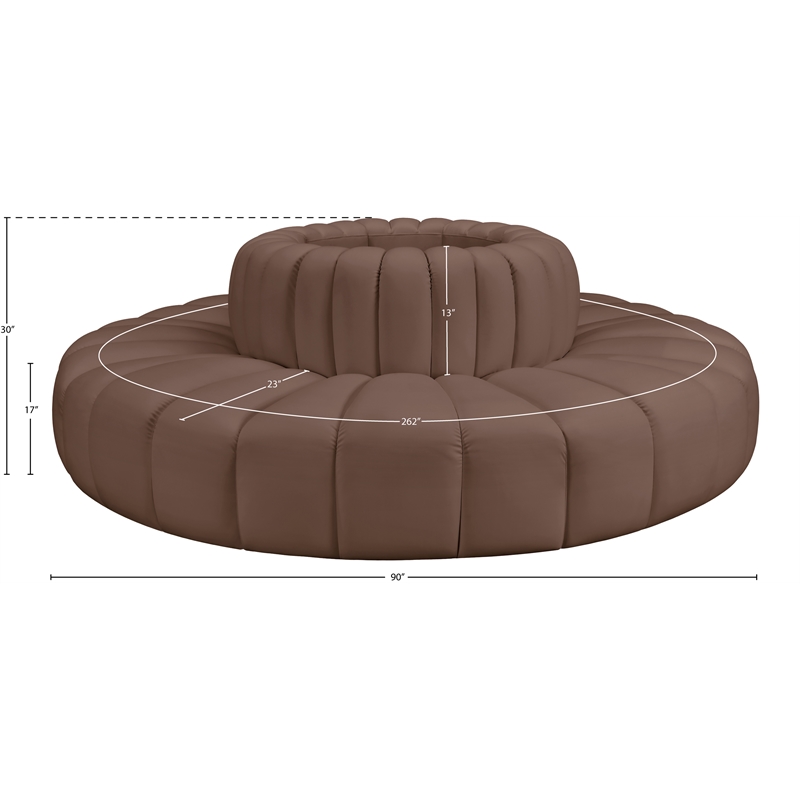 Meridian Furniture Arc Brown Vegan Leather Modular Sectional
