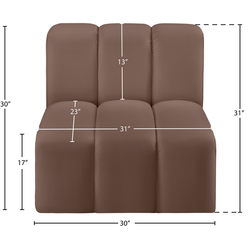 Meridian Furniture Arc Brown Vegan Leather Straight Chair