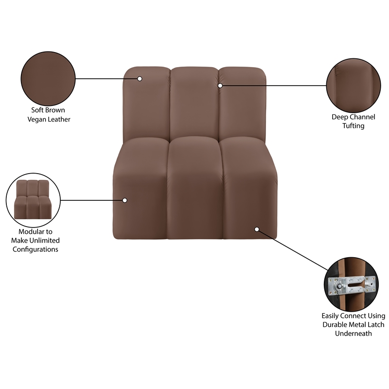 Meridian Furniture Arc Brown Vegan Leather Straight Chair