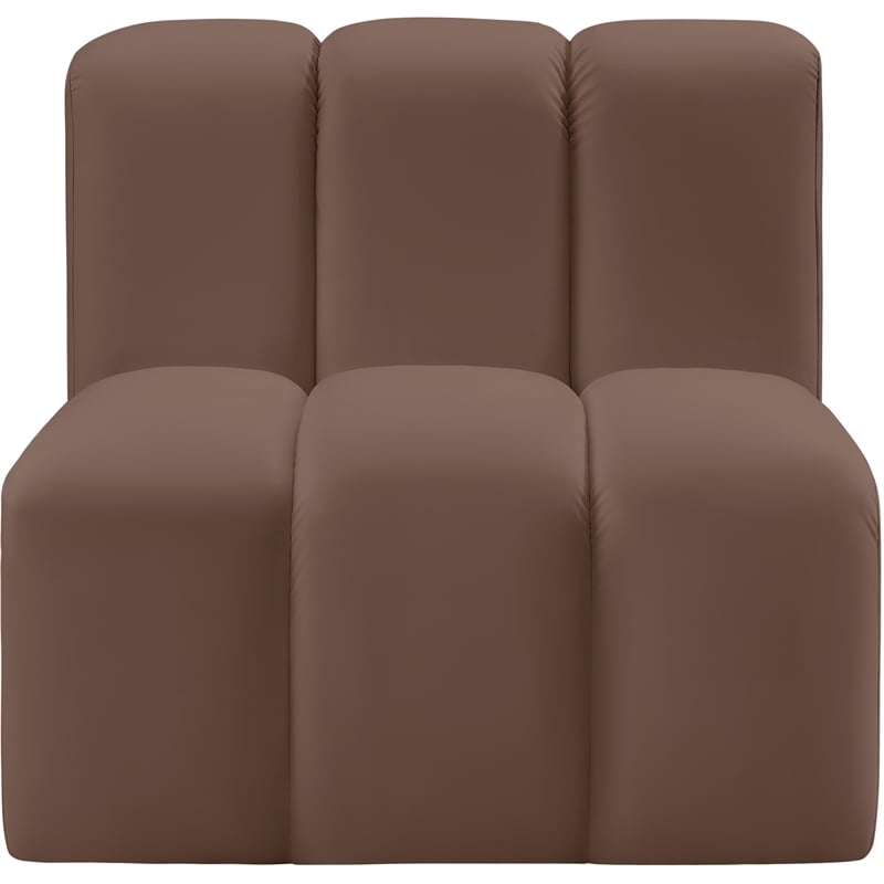 Meridian Furniture Arc Brown Vegan Leather Straight Chair