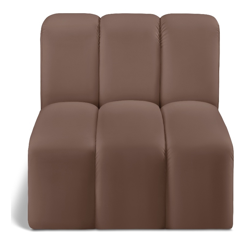 Meridian Furniture Arc Brown Vegan Leather Straight Chair