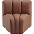 Meridian Furniture Arc Cognac Vegan Leather Curved Corner