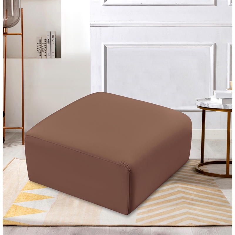 Meridian Furniture Arc Cognac Vegan Leather Ottoman
