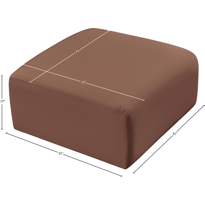 Meridian Furniture Arc Cognac Vegan Leather Ottoman