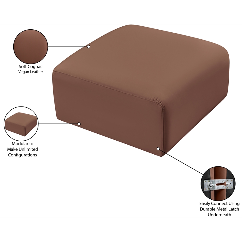 Meridian Furniture Arc Cognac Vegan Leather Ottoman
