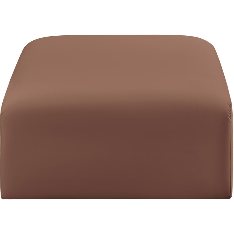Meridian Furniture Arc Cognac Vegan Leather Ottoman