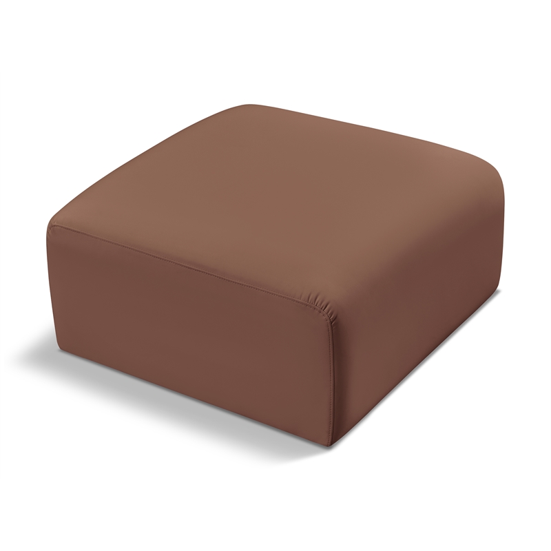 Meridian Furniture Arc Cognac Vegan Leather Ottoman