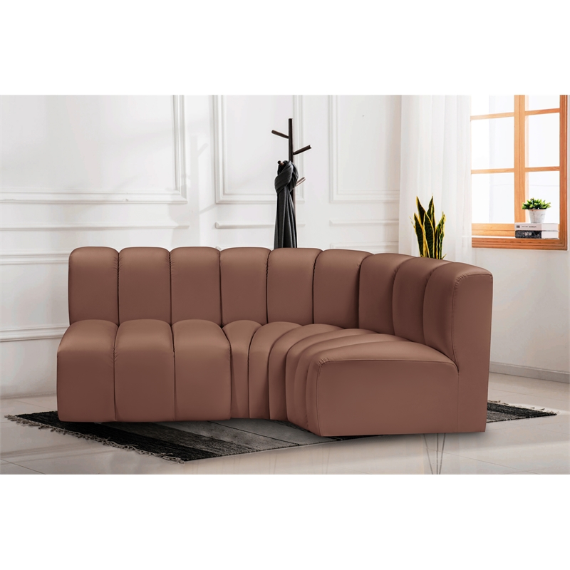 Meridian Furniture Arc Cognac Vegan Leather Modular Sectional