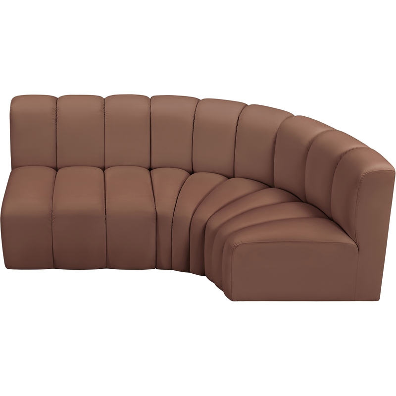 Meridian Furniture Arc Cognac Vegan Leather Modular Sectional