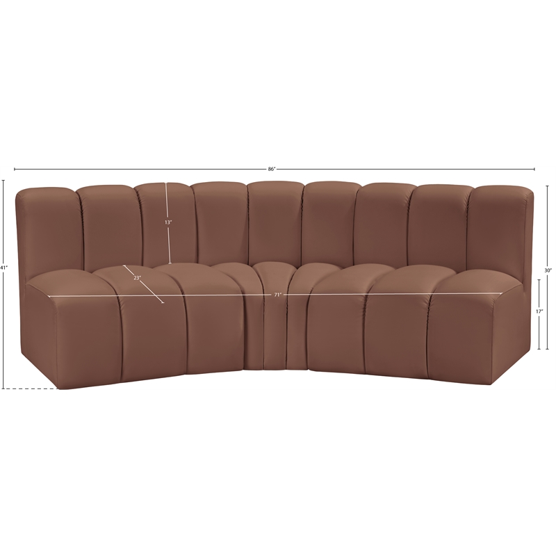 Meridian Furniture Arc Cognac Vegan Leather Modular Sectional