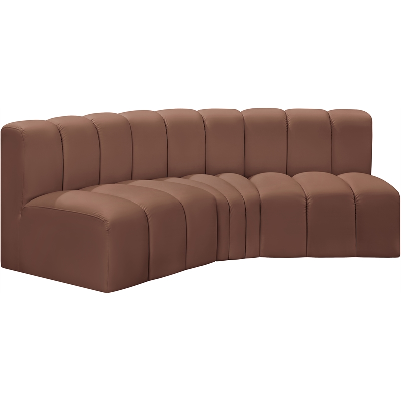 Meridian Furniture Arc Cognac Vegan Leather Modular Sectional