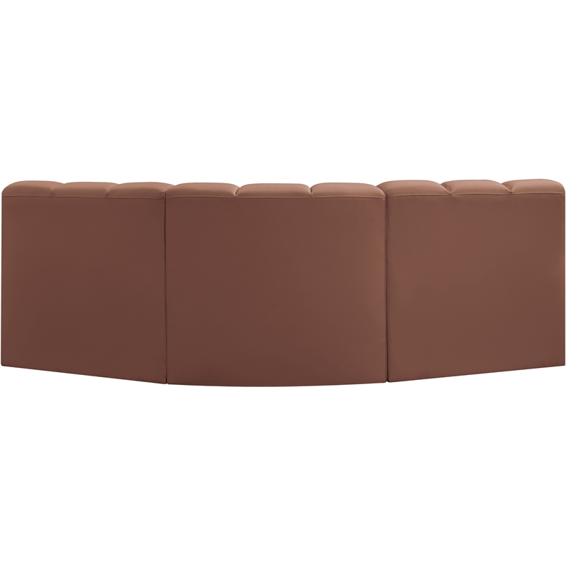 Meridian Furniture Arc Cognac Vegan Leather Modular Sectional