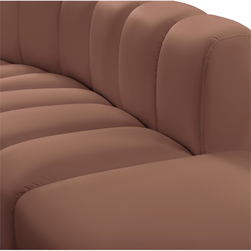 Meridian Furniture Arc Cognac Vegan Leather Modular Sectional