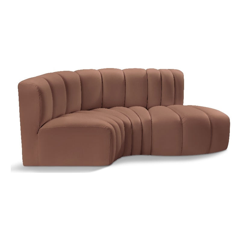 Meridian Furniture Arc Cognac Vegan Leather Modular Sectional