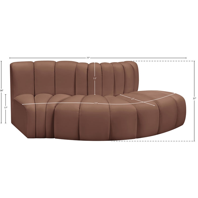 Meridian Furniture Arc Cognac Vegan Leather Modular Sectional