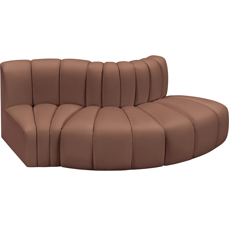 Meridian Furniture Arc Cognac Vegan Leather Modular Sectional