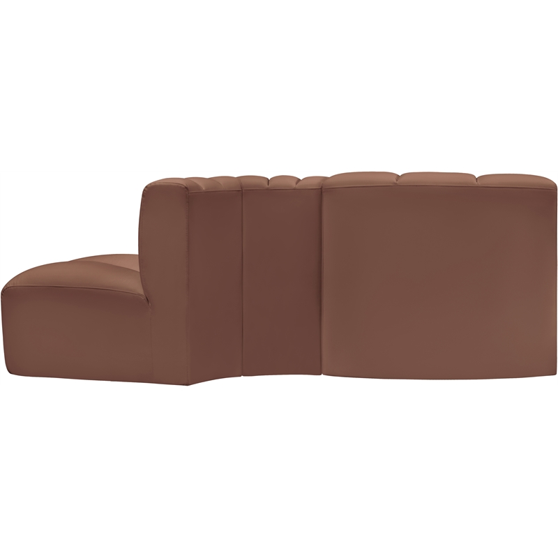 Meridian Furniture Arc Cognac Vegan Leather Modular Sectional