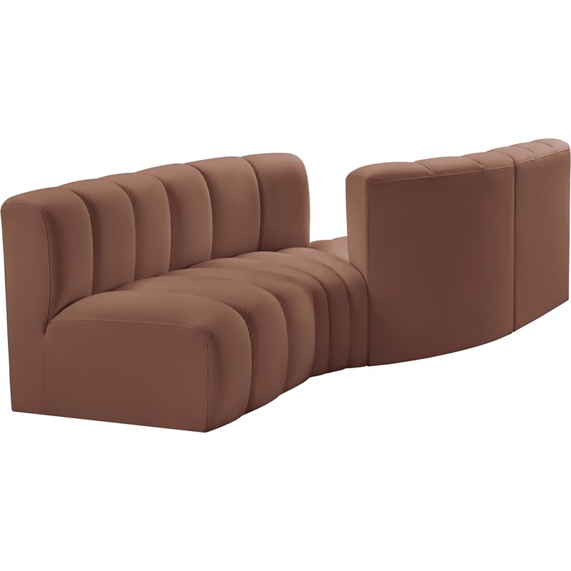 Meridian Furniture Arc Cognac Vegan Leather Modular Sectional