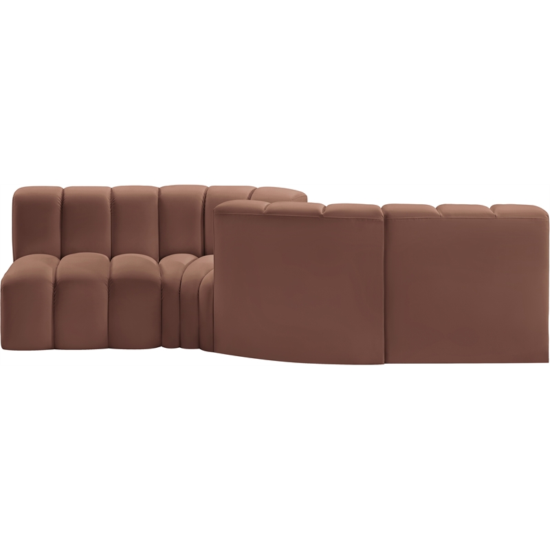Meridian Furniture Arc Cognac Vegan Leather Modular Sectional