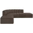 Meridian Furniture Arc Brown Boucle Fabric Modular Sectional