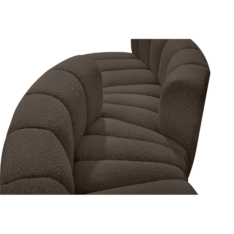 Meridian Furniture Arc Brown Boucle Fabric Modular Sectional