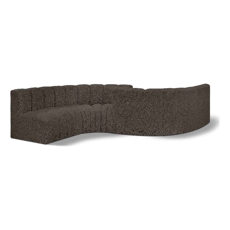 Meridian Furniture Arc Brown Boucle Fabric Modular Sectional