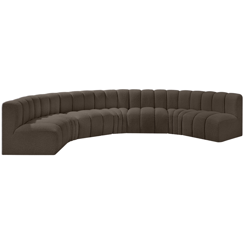 Meridian Furniture Arc Brown Boucle Fabric Modular Sectional