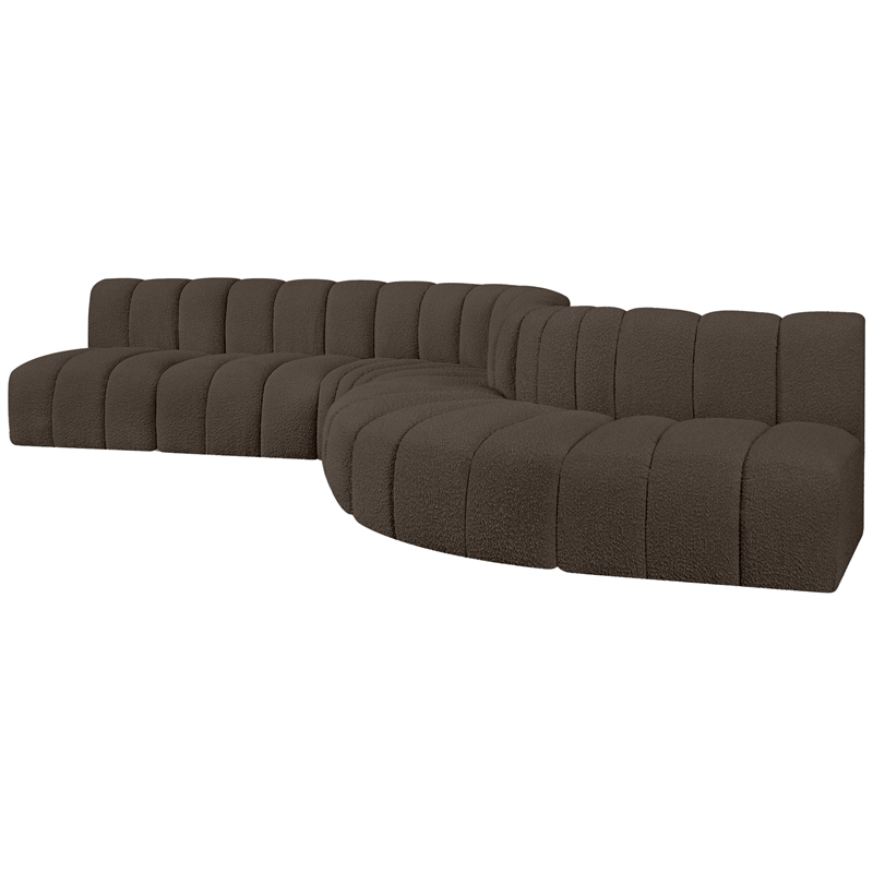 Meridian Furniture Arc Brown Boucle Fabric Modular Sectional