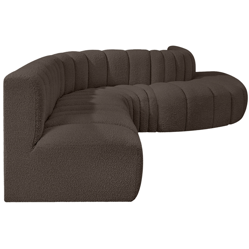 Meridian Furniture Arc Brown Boucle Fabric Modular Sectional