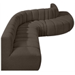 Meridian Furniture Arc Brown Boucle Fabric Modular Sectional