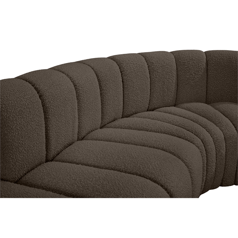 Meridian Furniture Arc Brown Boucle Fabric Modular Sectional