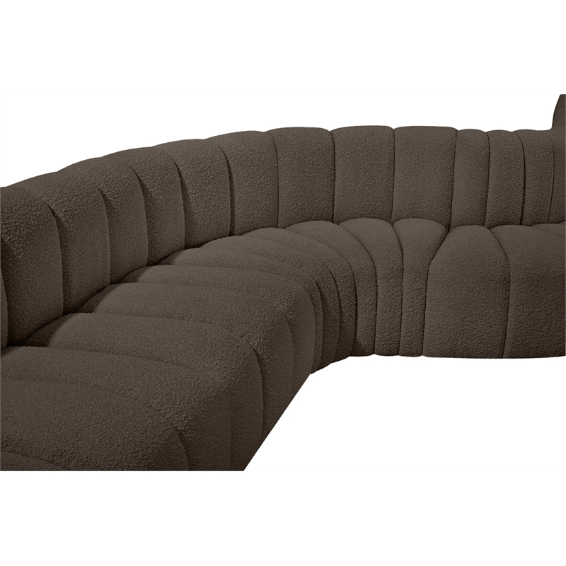 Meridian Furniture Arc Brown Boucle Fabric Modular Sectional