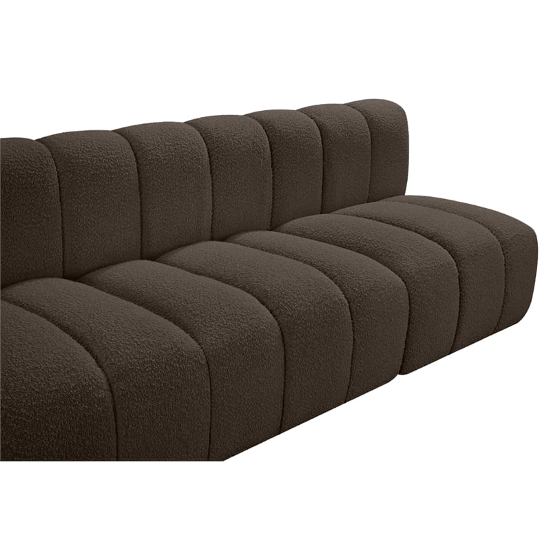 Meridian Furniture Arc Brown Boucle Fabric Modular Sectional